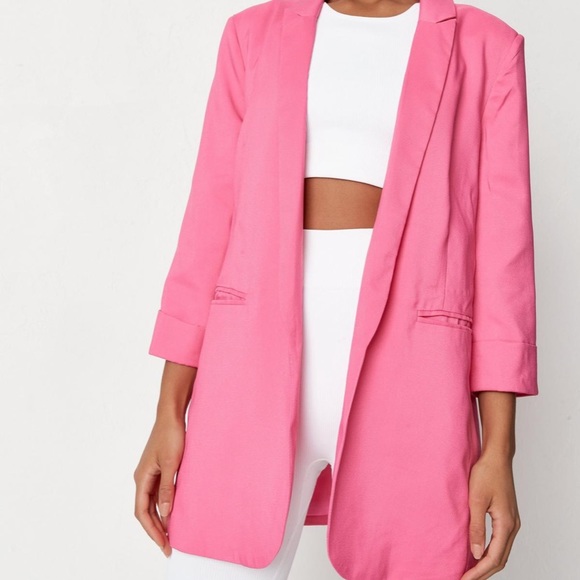 Misguided Hot Pink Oversized Blazer - Picture 1 of 4